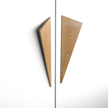 Triangular wood cabinet pulls contemporary design 